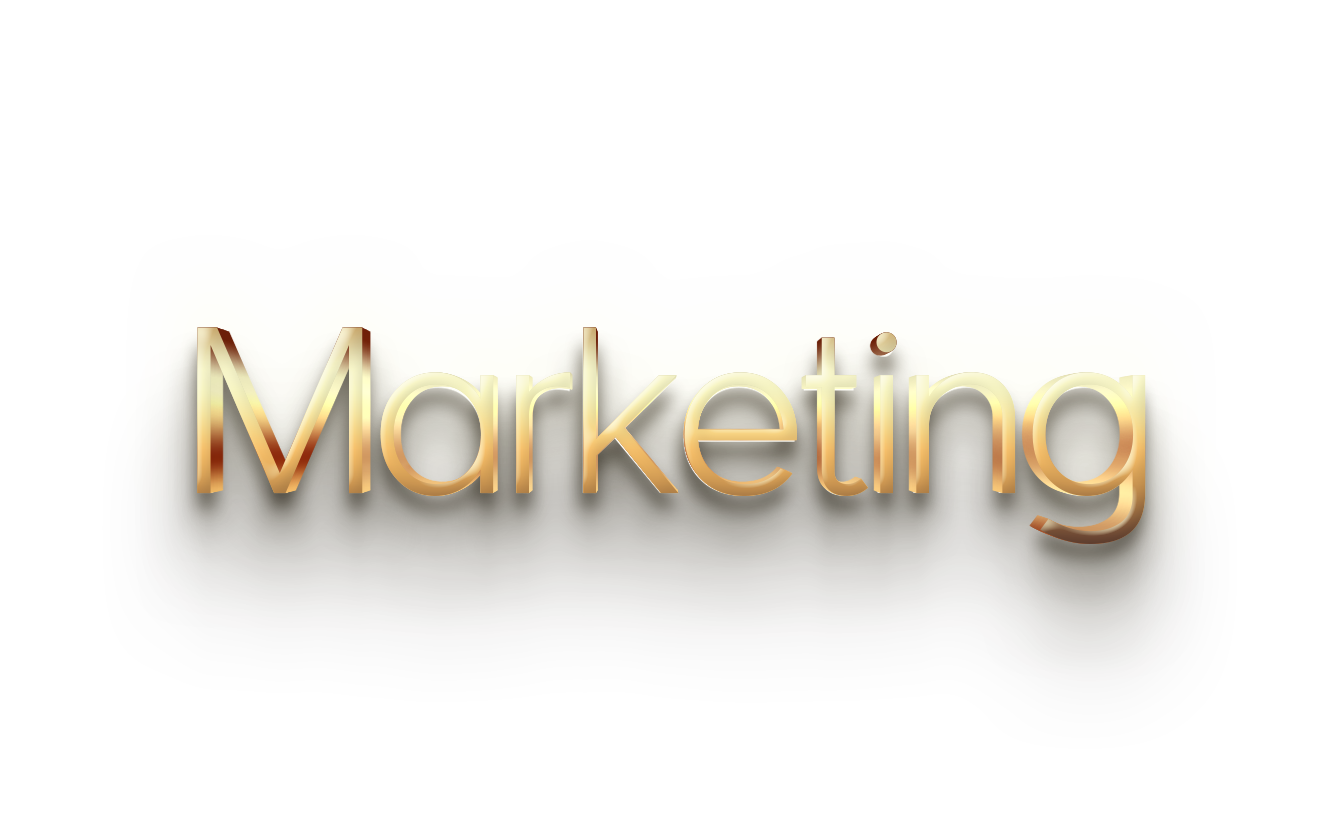 WORD MARKETING gold 3D text effects art typography PNG images free
